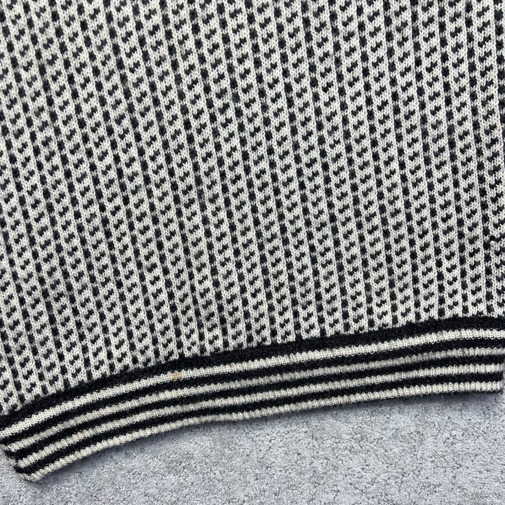 VINTAGE LL Bean Sweater Womens M White Black Birds Eye Wool Blend Made in Norway - Picture 6 of 15